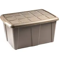 Forte Plastics Plasticforte Opslagbox met deksel - Beige - 60L - kunststof - 63 x 46 x 32 cm - Opbergbox