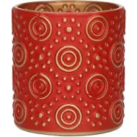Countryfield Luxe theelichthouder - Fantasy - rood/goud - D7 x H8 cm - Waxinelichtjeshouders