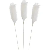 Mica Decorations pluimgras losse steel/tak - 3x - wit - 104 cm - decoratie kunst pluimen - Kunstplanten