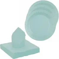 SANTEX 10x taart/gebak bordjes/25x servetten - lichtblauw - Feestbordjes