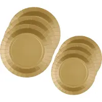 SANTEX Feest borden set - 20x stuks - goud - 17 cm en 22 cm - Feestbordjes