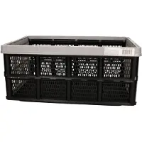 Excellent houseware Vouwkrat/boodschappenkrat - 32 liter - zwart/grijs - kunststof - 48 x 35 x 24 cm - Boodschappenkratten
