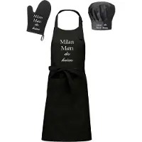 Kariban mijncadeautje - Cadeauset - Schort / koksmuts / ovenwant - Man des Huizes - met voornaam