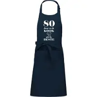 Kariban Mijncadeautje - Luxe schort - 80 jaar - en ik kook als de beste - blauw