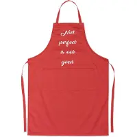 Kariban Mijncadeautje Schort - Niet perfect is ook goed - opdruk wit - mooie en exclusieve keukenschort - rood