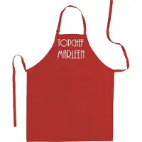 Kariban Mijncadeautje - Keukenschort - Topchef met voornaam naar keuze - rood - (70 x 85 cm)