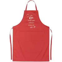 Kariban mijncadeautje - luxe schort - rood - Als papa kookt, gaat iedereen graag aan tafel - opdruk wit