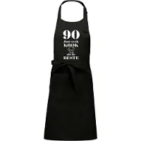 Kariban Mijncadeautje - Luxe schort - 90 jaar - en ik kook als de beste - zwart