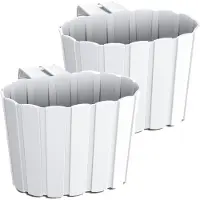 Prosperplast Muur plantenpot/bloempot - Set van 4x stuks - hangend - kunststof - 29 x 21 x 13 cm - parel wit - binnen/buiten