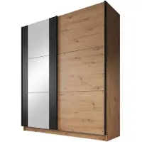 Meubella Kledingkast Saturn - Eiken - Zwart - 178,8x62,5x209,9 cm