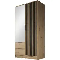 Meubella Kledingkast Eiken Zwart 105x51x200 Garderobekast met spiegel