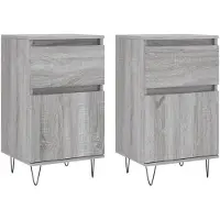 vidaXL Dressoirs 2 st 40x35x70 cm bewerkt hout grijs sonoma
