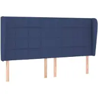 vidaXL Hoofdbord met randen 183x23x118/128 cm stof blauw