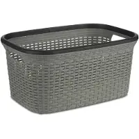 Kipit Wasmand van rotan gevlochten - grijs - kunststof - 36 liter - 53 x 36 x 25 cm - Wasmanden