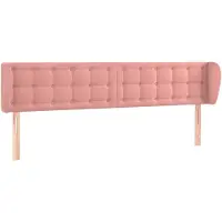 vidaXL Hoofdbord met randen 183x23x78/88 cm fluweel roze