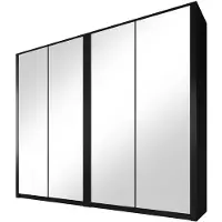 Meubella Kledingkast Malibu mat zwart 226 cm spiegel Garderobekast