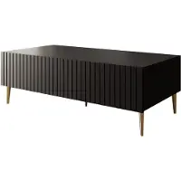 Meubella | salontafel mat zwart met lades hotelchique gouden pootjes