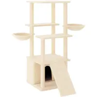 vidaXL Kattenmeubel met sisal krabpalen 133 cm crèmekleurig