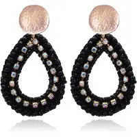 Cilla Jewels Druppelvormige Oorhangers met Kristal en Touw - Groen