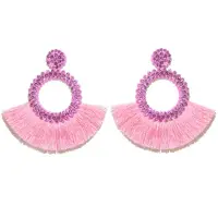 Cilla Jewels Fringe Oorbellen met Roze Strass van
