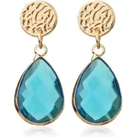 Deja Jewels Oorknop met Druppelvormige Hanger - Kristal Lichtblauw