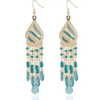 Deja Jewels Deja Druppelvormige Tassel Oorbellen - Kristal Groen