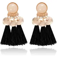 Deja Jewels Tassel Oorbellen met Elegante Steen van - Zwart