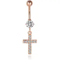 Cilla Jewels Cilla Navelpiercing met Hangertje - Kruis Rosegoudkleurig