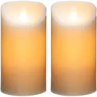 Atmosphera Led stompkaarsen op batterijen - 2x stuks - Warm licht - Wit - LED kaarsen