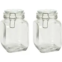 Vivalto Weckpot/inmaakpot - 2x - Caja - 1.2L - glas - beugelsluiting - D11 x H17 cm - Weckpotten
