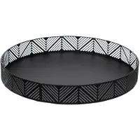 Secret De Gourmet Dienblad - zwart - D30 cm - metaal - rond - met rand - Dienbladen