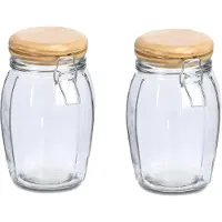 Zeller Weckpotten/inmaakpotten - 2x - 1.2L - glas - met beugelsluiting - D12 x H19 cm - Weckpotten