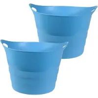 Excellent houseware Flexibele emmer - 2x - blauw - 43 liter - kunststof - 45 x 38 cm - Wasmanden