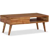 vidaXL Salontafel met bewerkte lade 100x50x40 cm massief hout