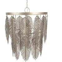 Clayre & Eef hanglamp, diameter 42 cm, hoogte 52 cm, goudkleurig, grijs, ijzer, bladeren