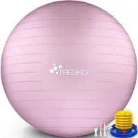 Tresko Tresko- Fitnessbal, yogabal met pomp - diameter 55 cm - PrincessPink