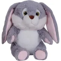 Sandy Pluche speelgoed knuffeldier Grijs konijn met flaporen van 24 cm - Knuffel bosdieren