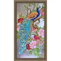 Beldizart Diamond painting kit "Beautiful peacock" 30x60 cm vierkante steentjes