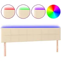 vidaXL Hoofdbord LED 160x5x78/88 cm stof crèmekleurig