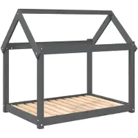 vidaXL Hondenbed, grijs, 101x70x90 cm, massief grenenhout