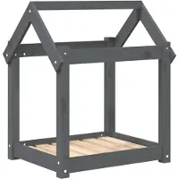 vidaXL Hondenmand 61x50x70 cm massief grenenhout grijs