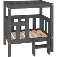 vidaXL Hondenbed, grijs, 65,5 x 50,5 x 70 cm, massief grenenhout