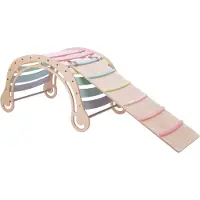KateHaa XXL klimboog rocker van hout met Klimwand in pastelkleuren | Indoor Klimrek / Klimboog voor kinderen | Houten Montessori Speelgoed