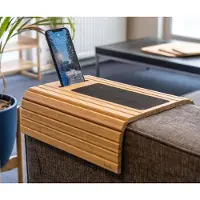 Budu Armleuning dienblad voor bank – Flexibel – Armleuning organizer – Bamboe hout – Anti slip - Telefoonhouder