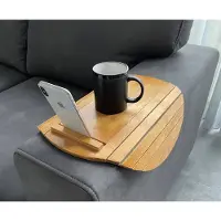 Premium Commerce Flexibele Armleuning Dienblad - Bank - Lichtbruin - Incl. Telefoonhouder & Anti-slip!