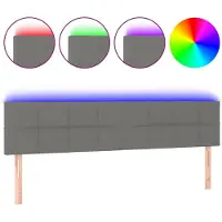 vidaXL Hoofdbord LED 180x5x78/88 cm stof donkergrijs