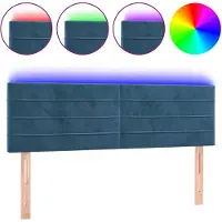 vidaXL Hoofdbord LED 144x5x78/88 cm fluweel donkerblauw
