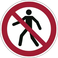 Durable Duurzaam bord, rond, voor binnengebruik, motief "Voetgangers niet toegestaan", EN ISO 7010, zelfklevend, wit-rood, 1 stuk