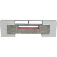 Merax TV-Meubel 200 cm met Glas - Hangend TV Kast met LED Verlichting - Grijs