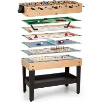 OneConcept Game-Star speeltafel met 15 spellen multigame opbergvak MDF
